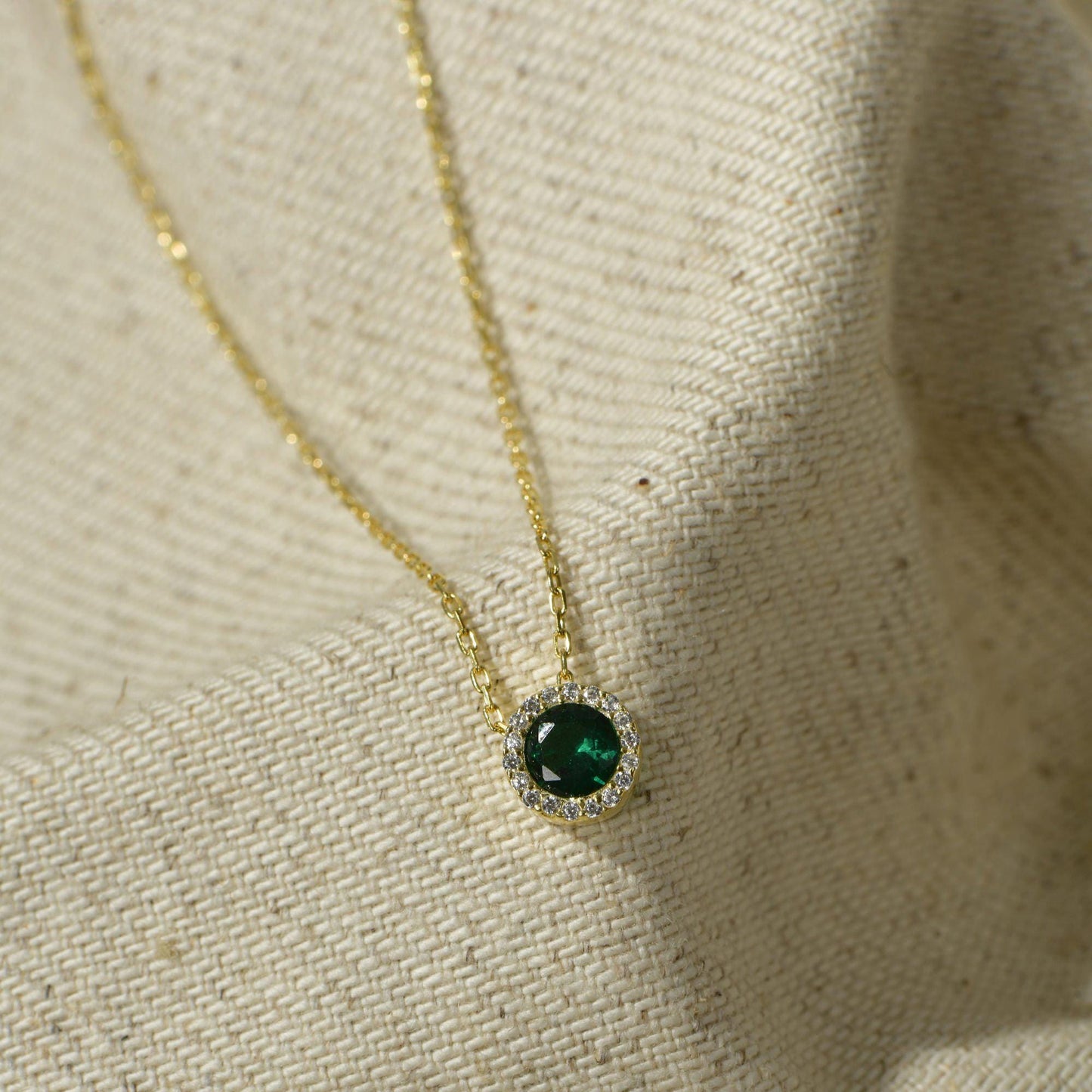 Round Emerald Gemstone Pendant