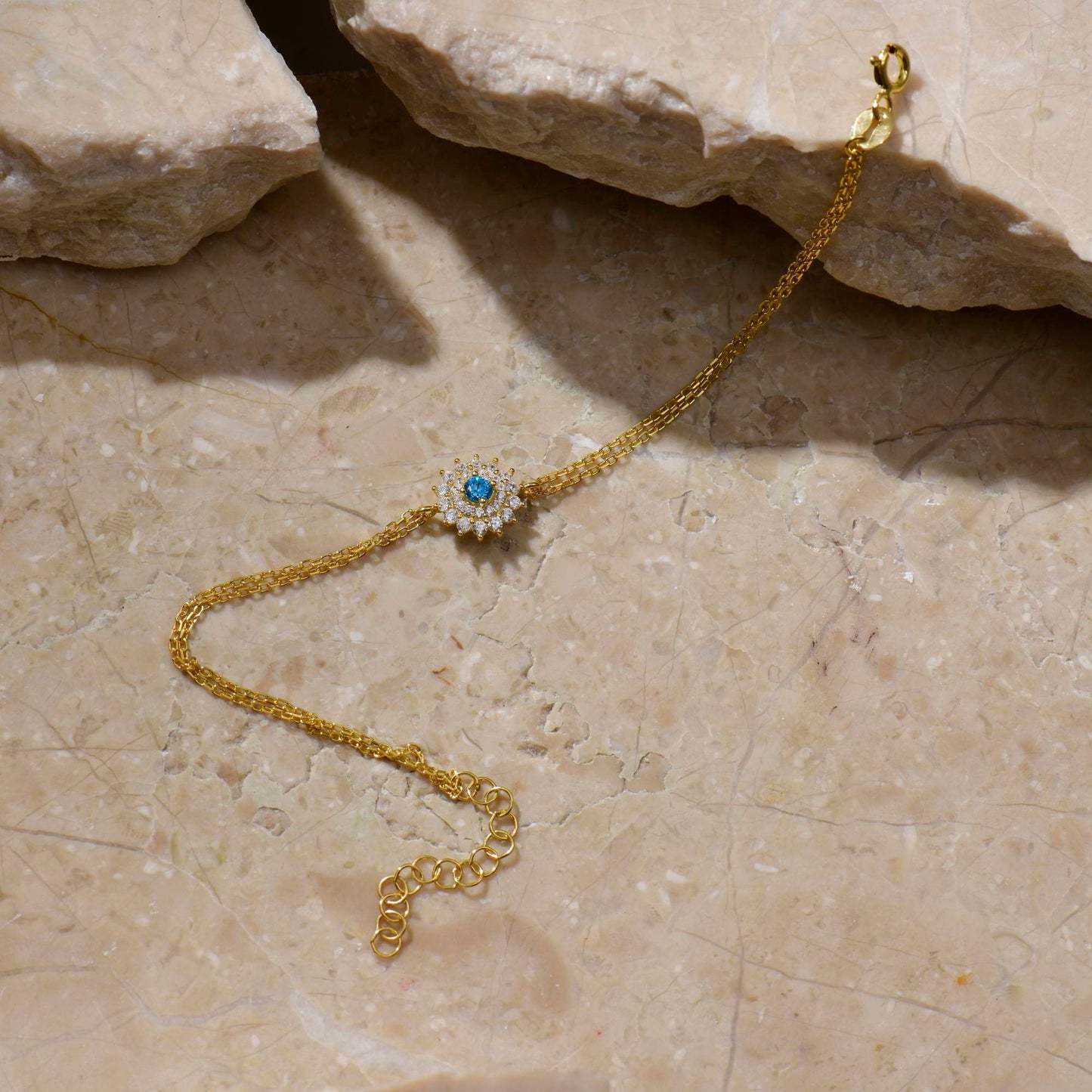 Aquamarine Flower Bracelet