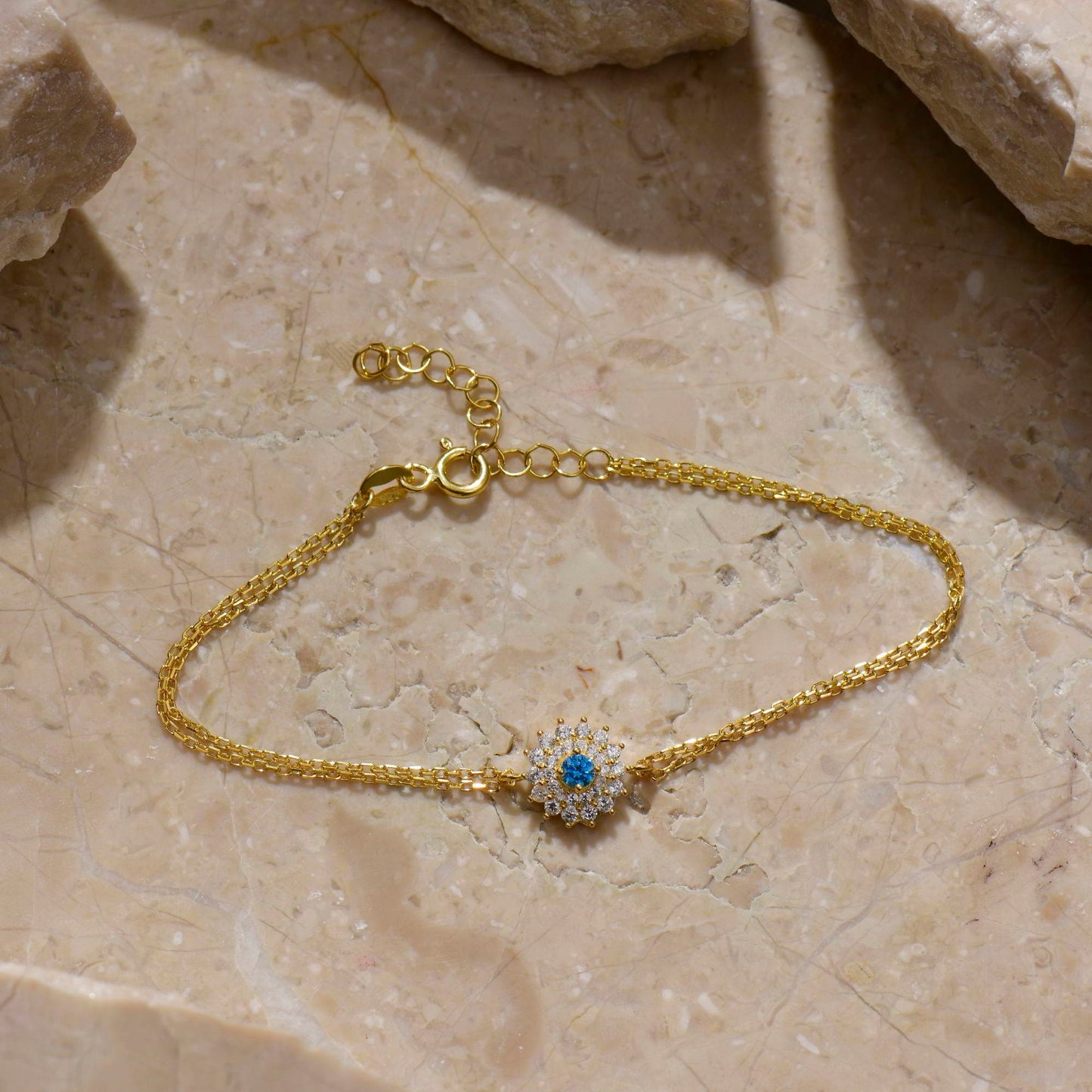 Aquamarine Flower Bracelet