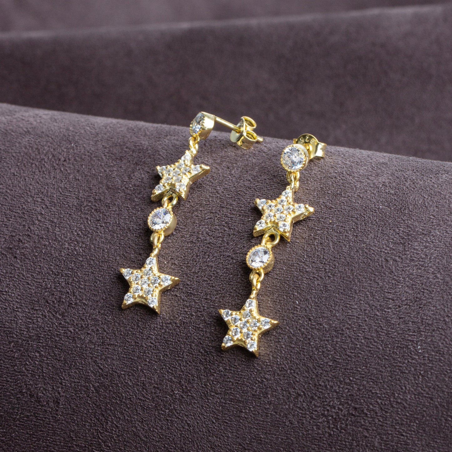 Dangling Diamond Stars Earrings
