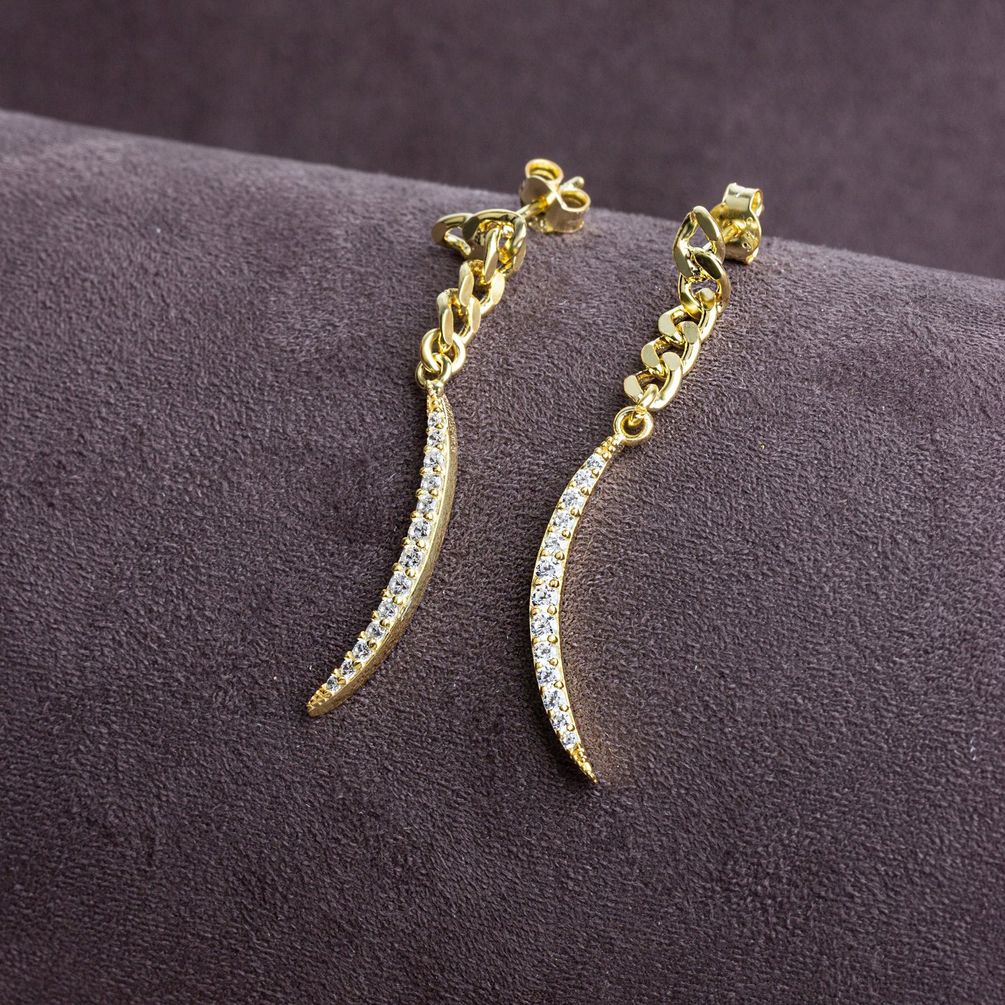 Dangling Crescent Moon Earrings