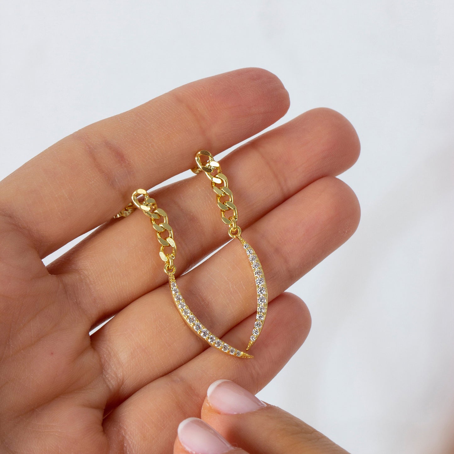 Dangling Crescent Moon Earrings