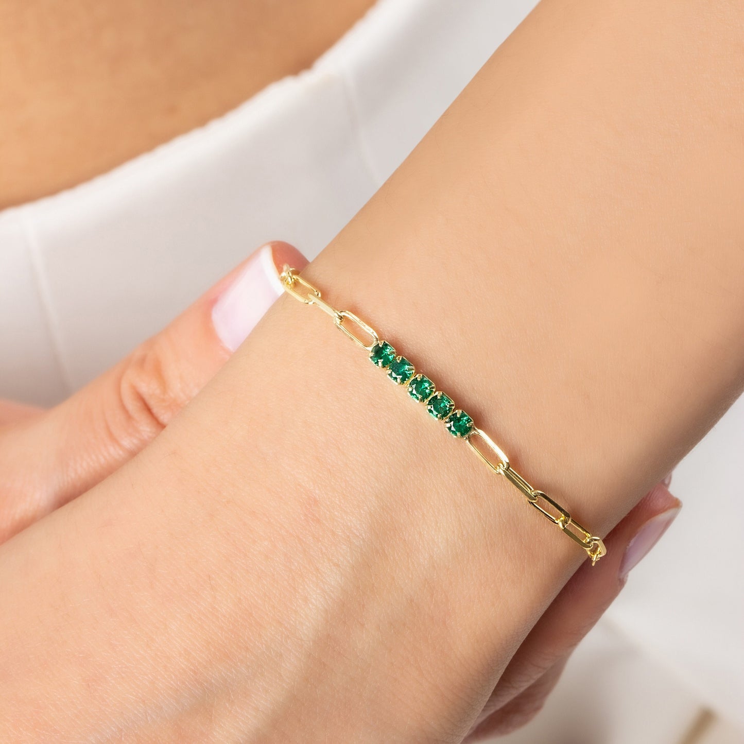 Minimalist Emerald Bracelet