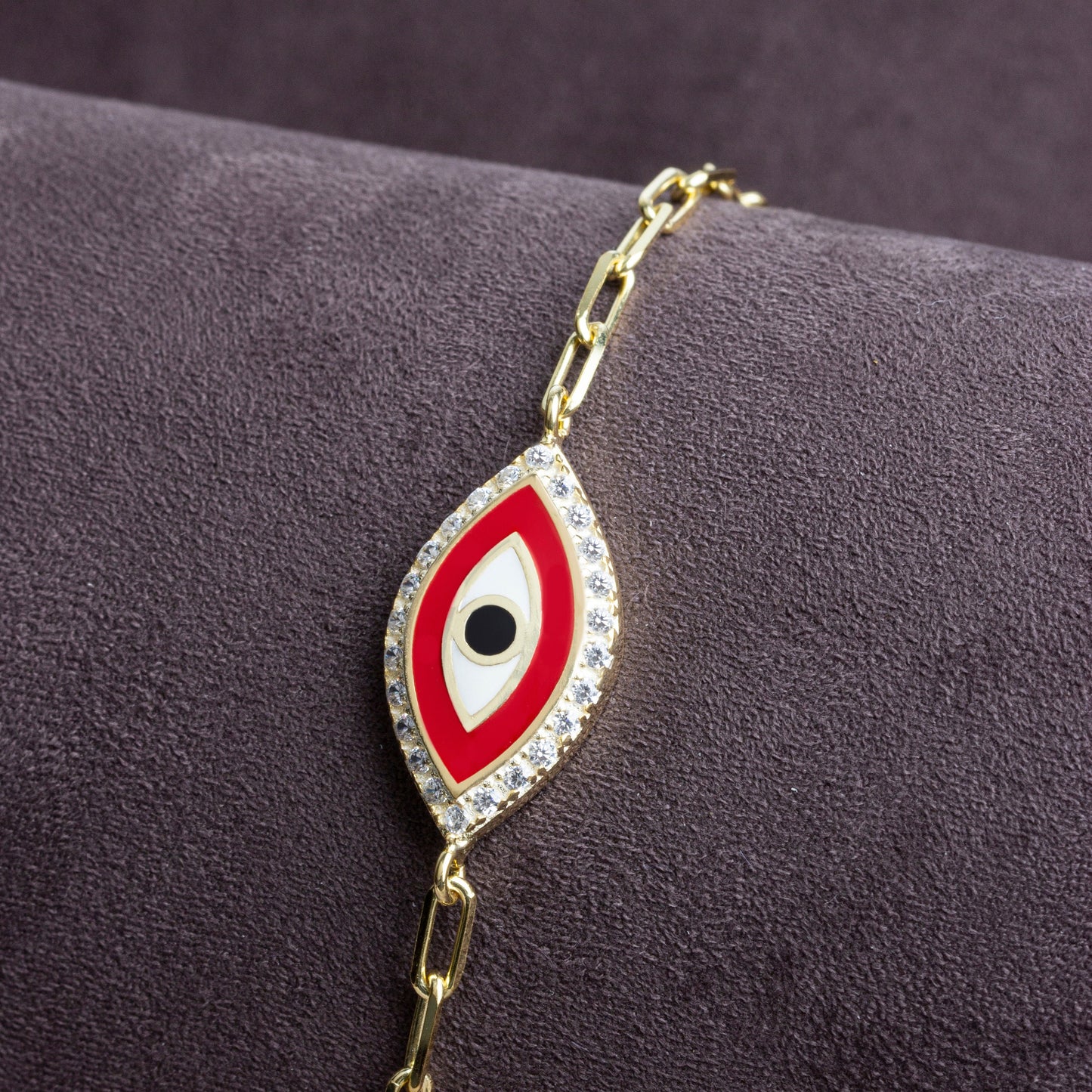 Paperclip Chain Evil Eye Bracelet