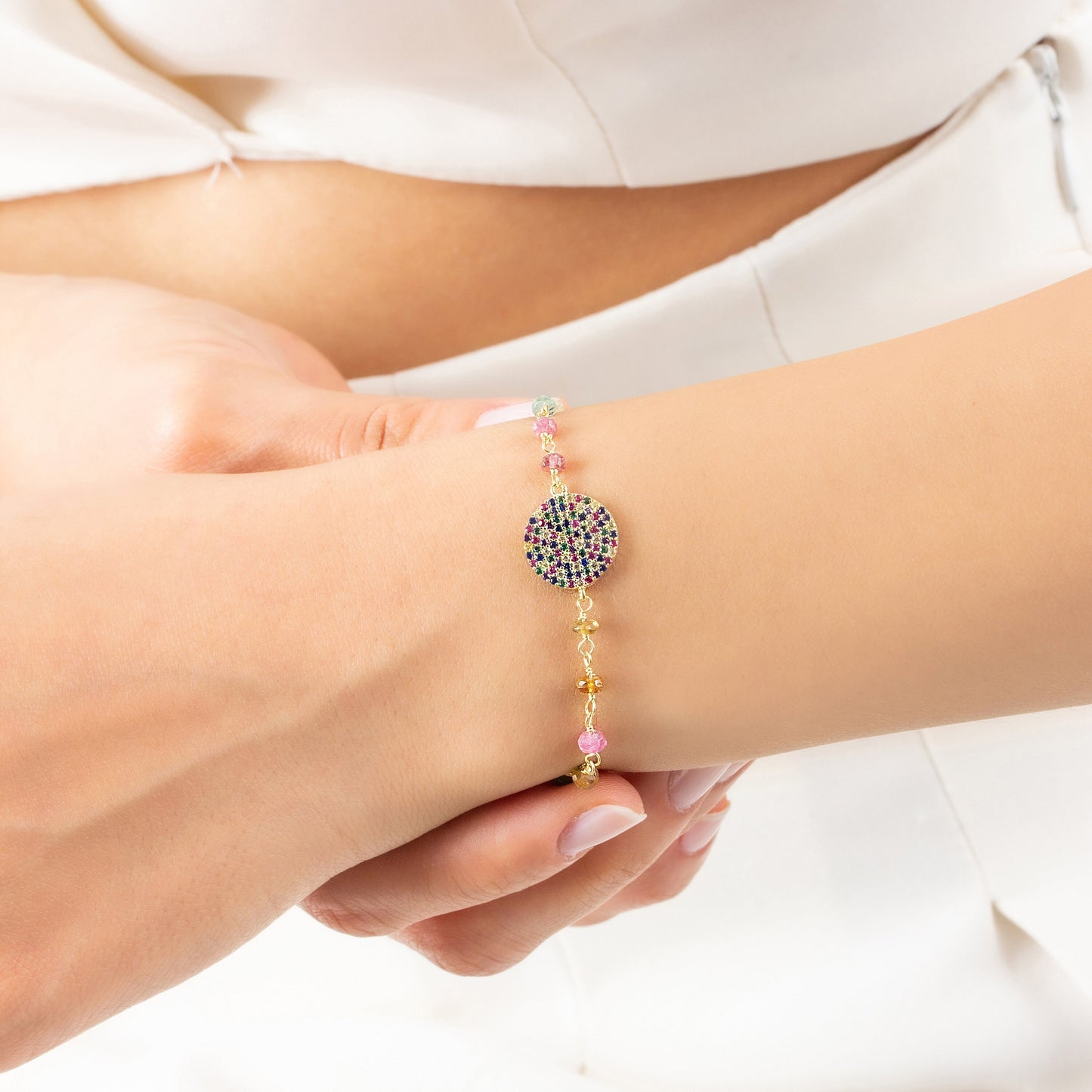 Minimalist Rainbow CZ Bracelet
