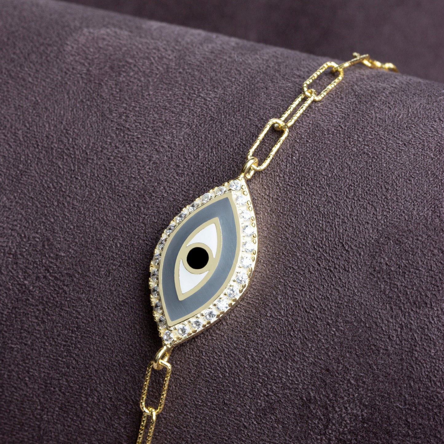 Paperclip Chain Evil Eye Bracelet