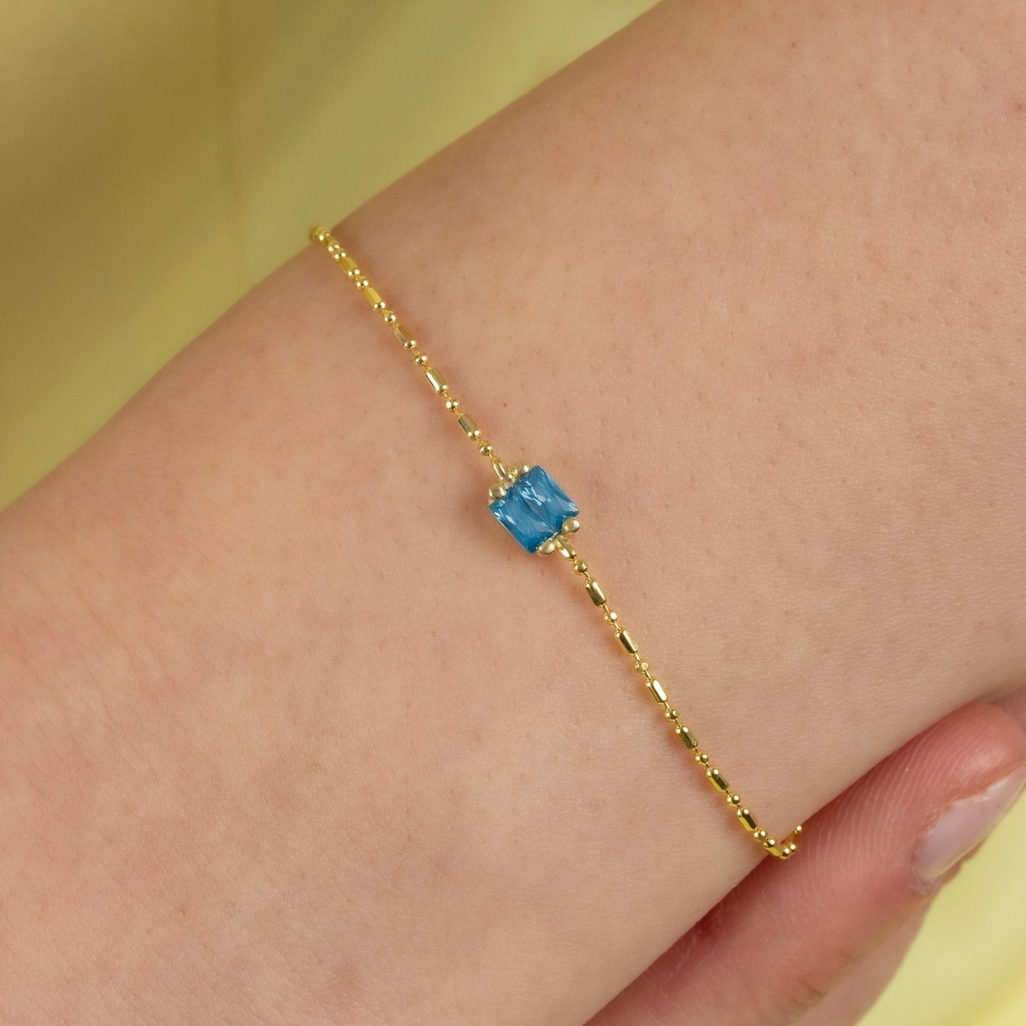 Minimalist Acquamarine CZ Bracelet