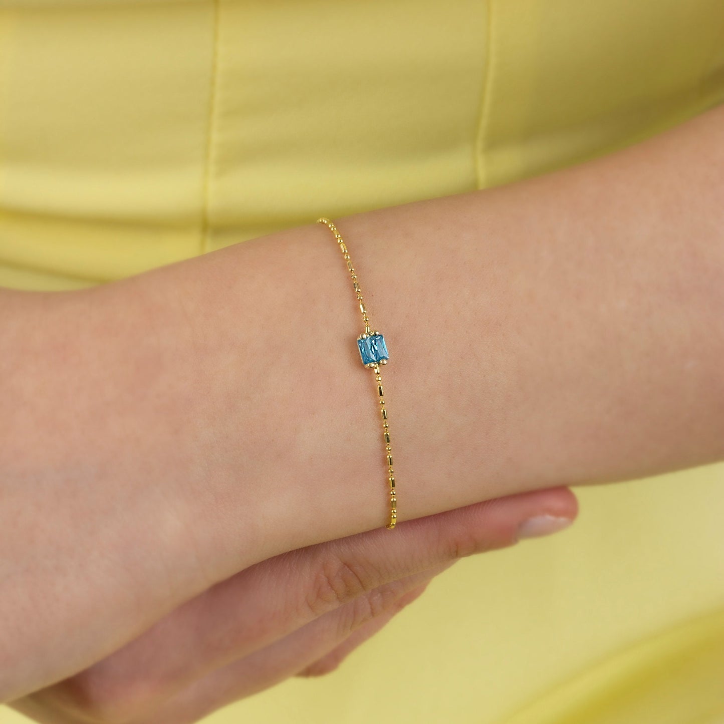Minimalist Acquamarine CZ Bracelet