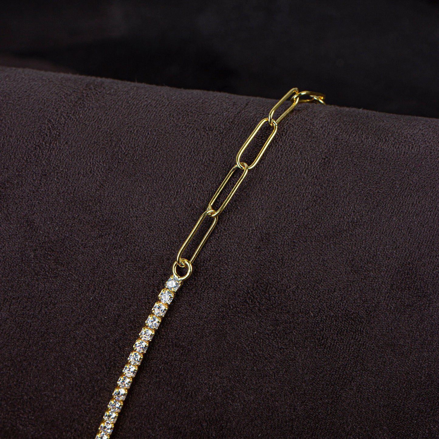 Half Tennis Half Paperclip Choker Necklace