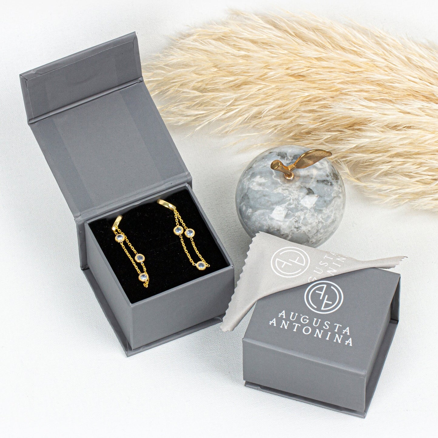 Bezel Diamond Chain Drop Earrings