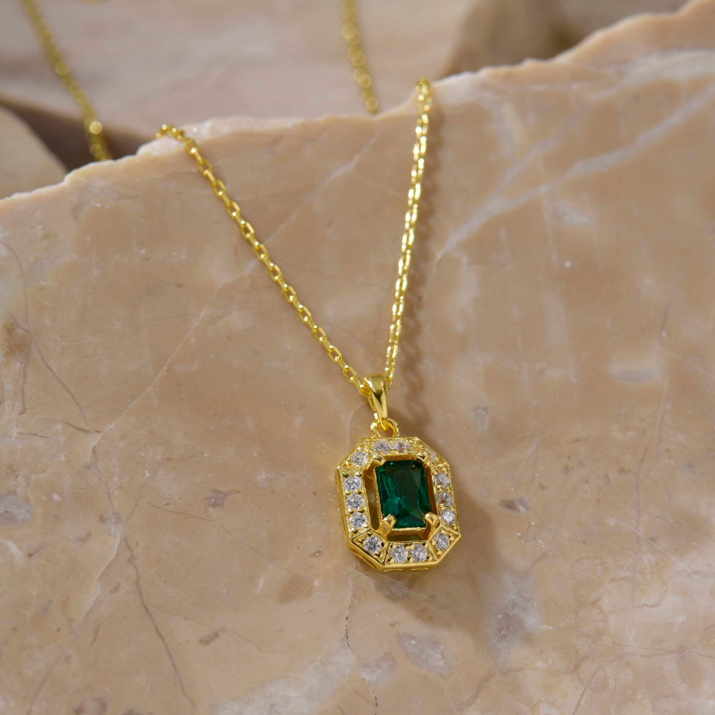 Baguette Emerald Necklace
