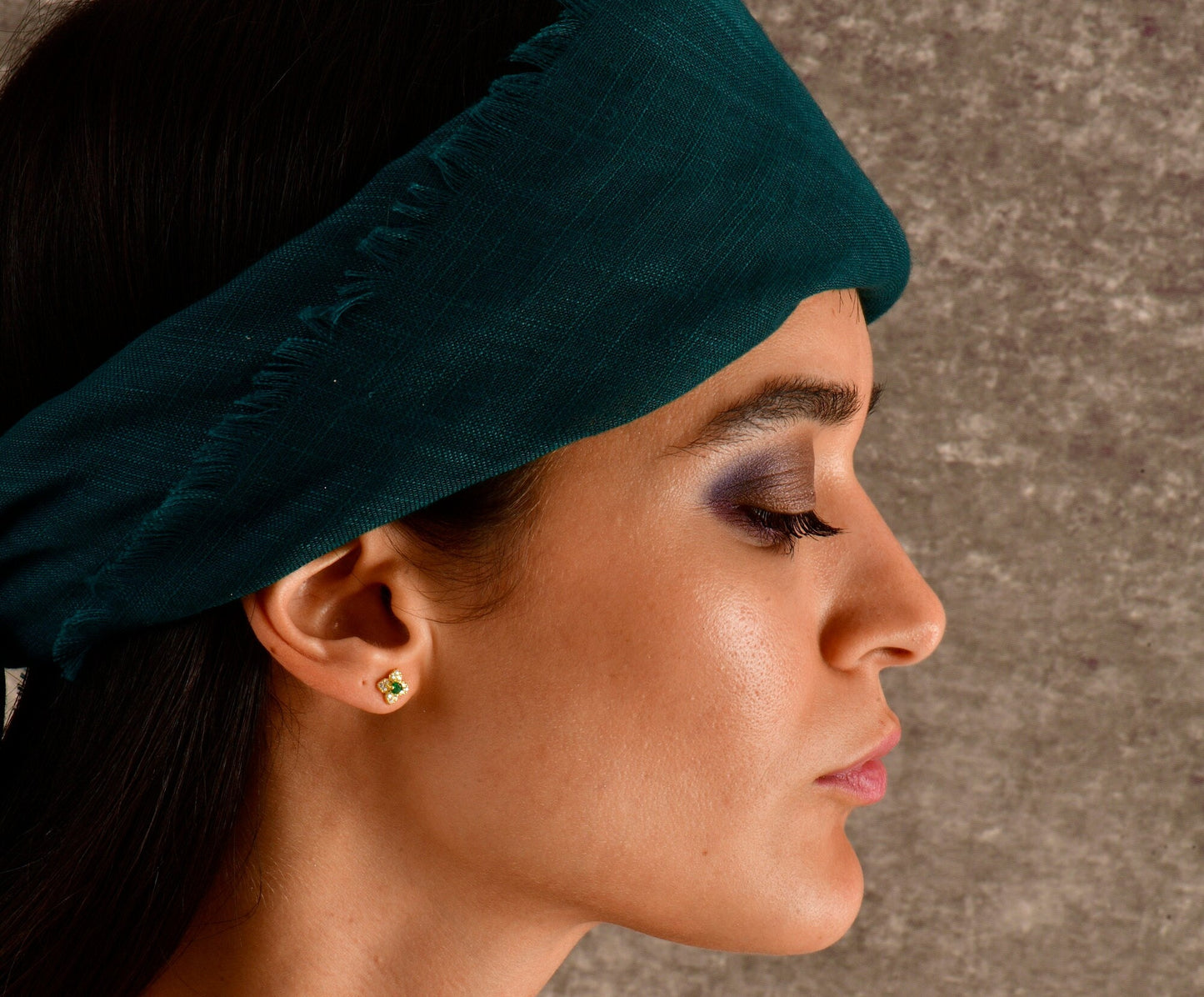 Minimalist Emerald Flower Stud Earrings