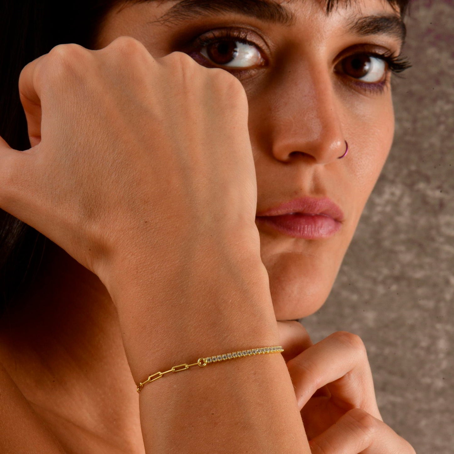Half Tennis Half Paperclip Bracelet
