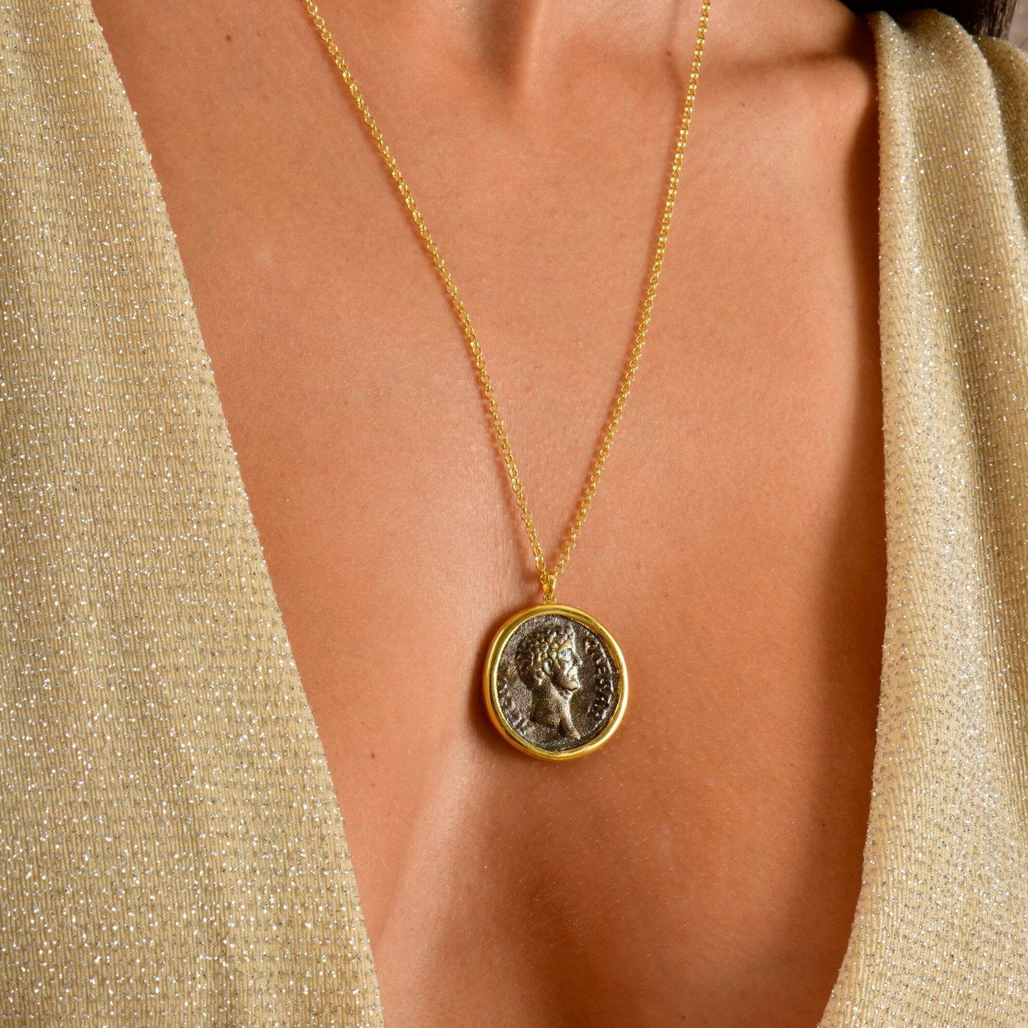 Caesar Roman Coin Necklace