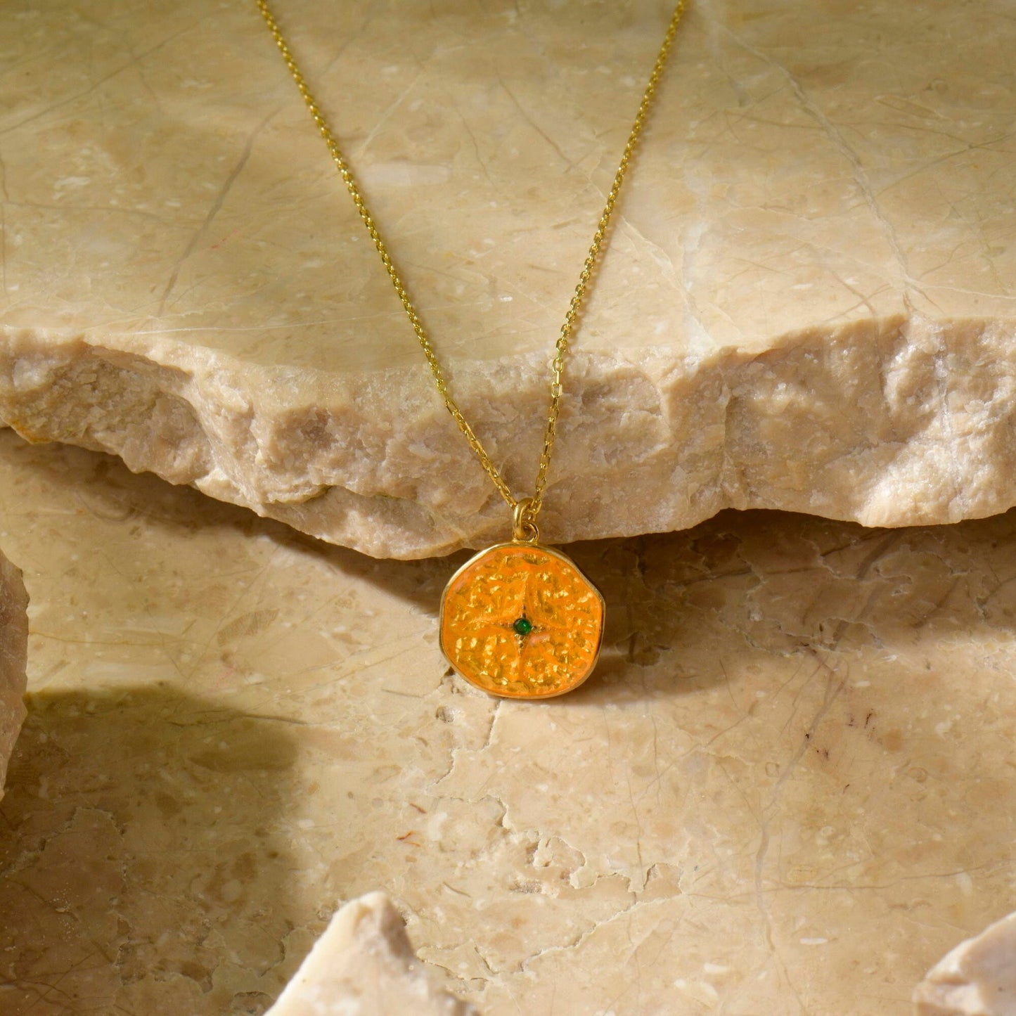 Emerald Star Round Medallion Necklace