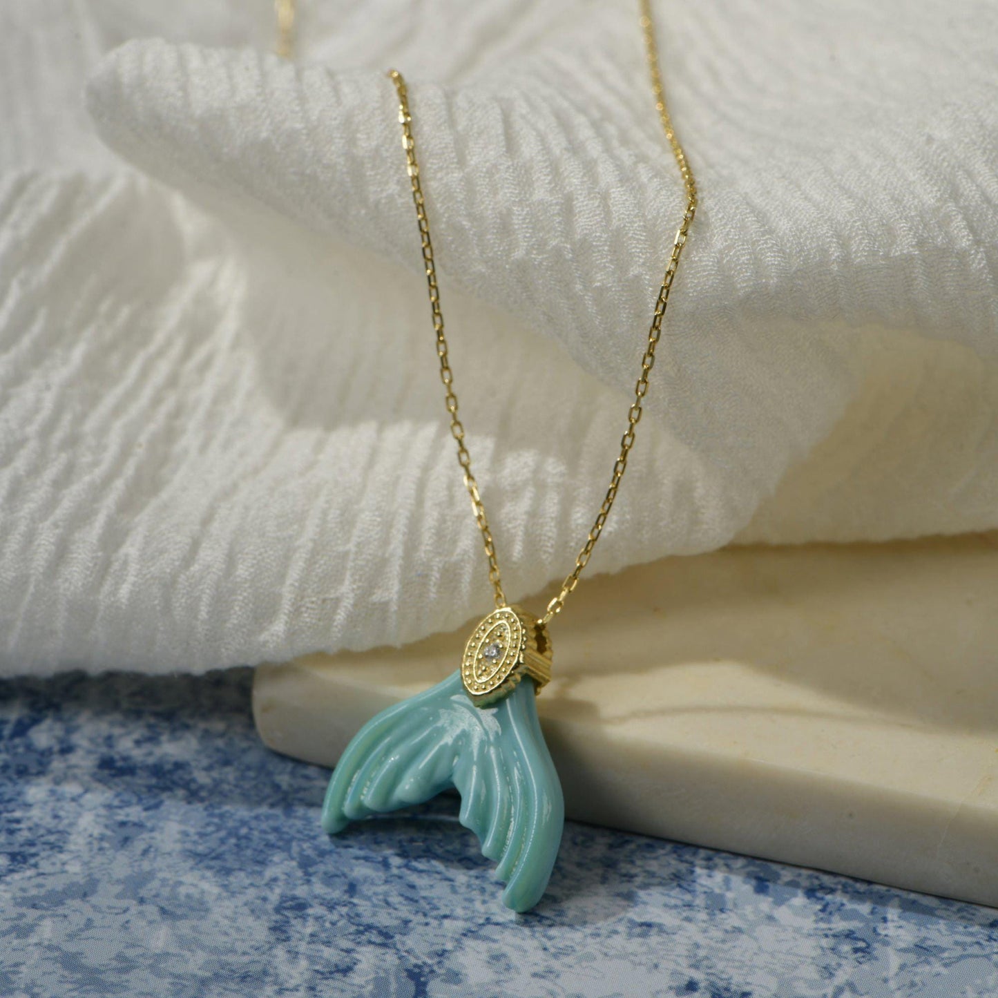 Glass Carved Whale Tail Necklaces