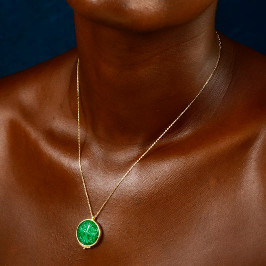 Intaglio Glass Greek Cross Necklace