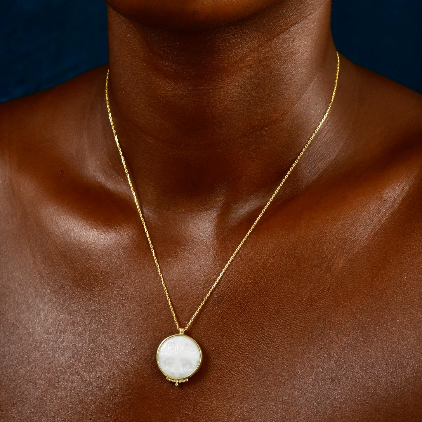 Intaglio Glass Greek Cross Necklace