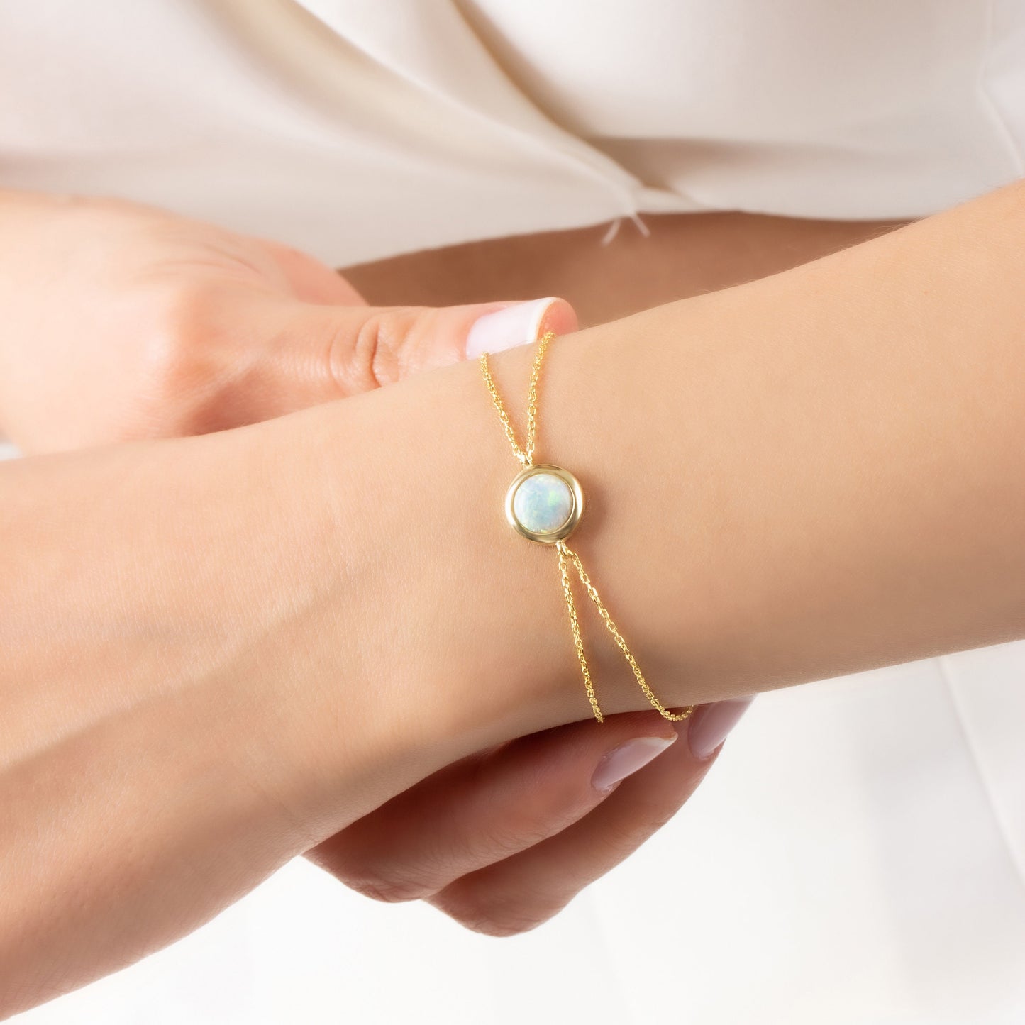 Minimalist White Opal Bracelet