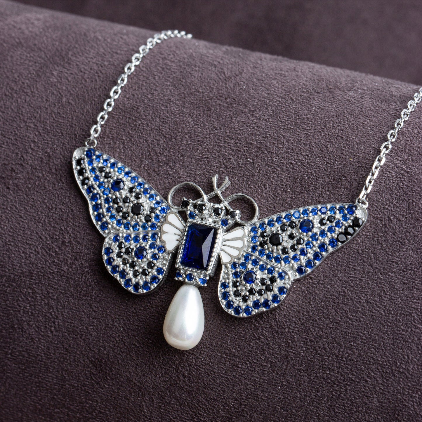 Blue Sapphire Butterfly Pendant