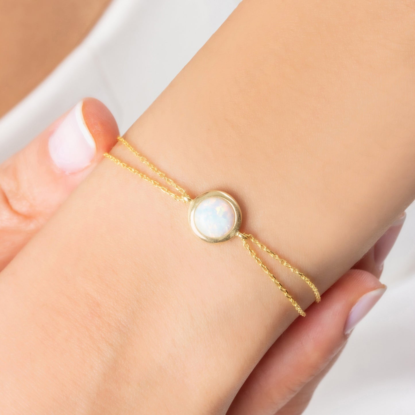 Minimalist White Opal Bracelet