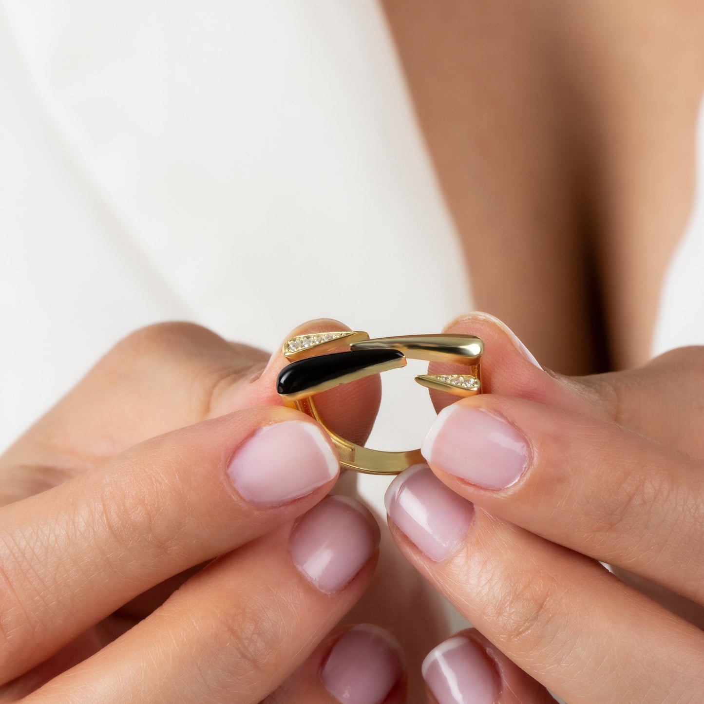 Black Enameled Teardrop Rings