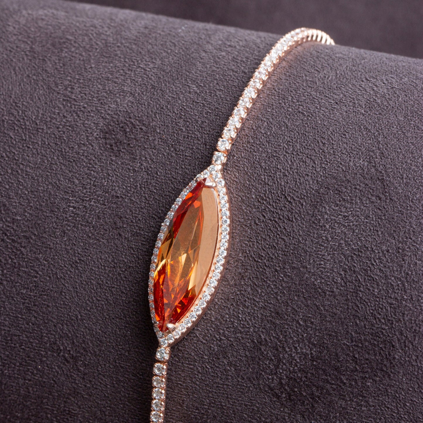 Tennis Bracelet with Orange Crystal