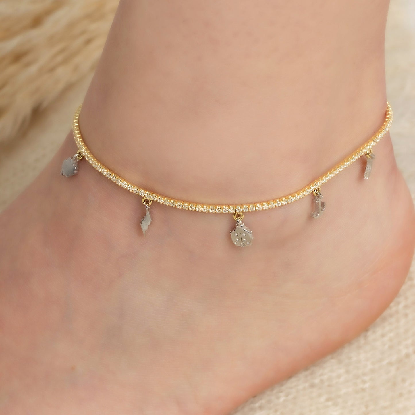 Minimalist Diamond Tennis Anklet