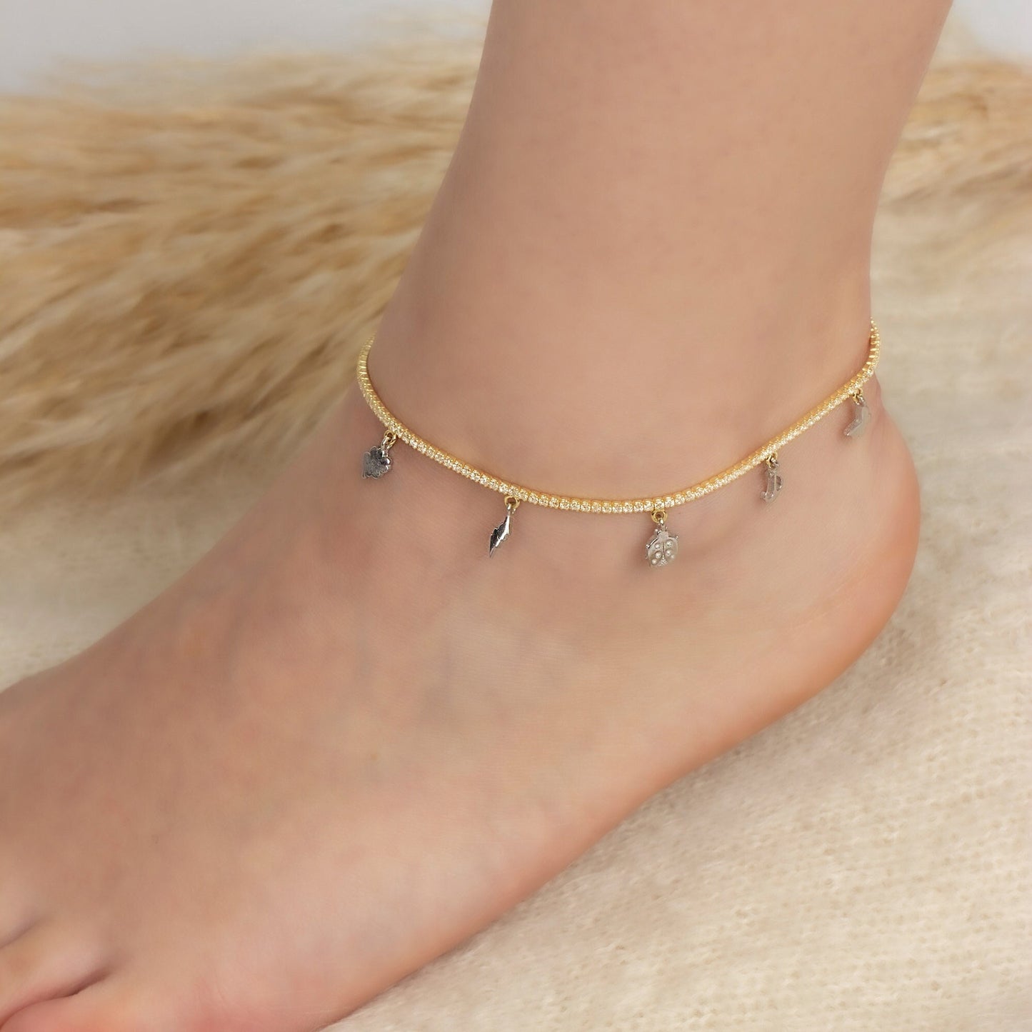 Minimalist Diamond Tennis Anklet