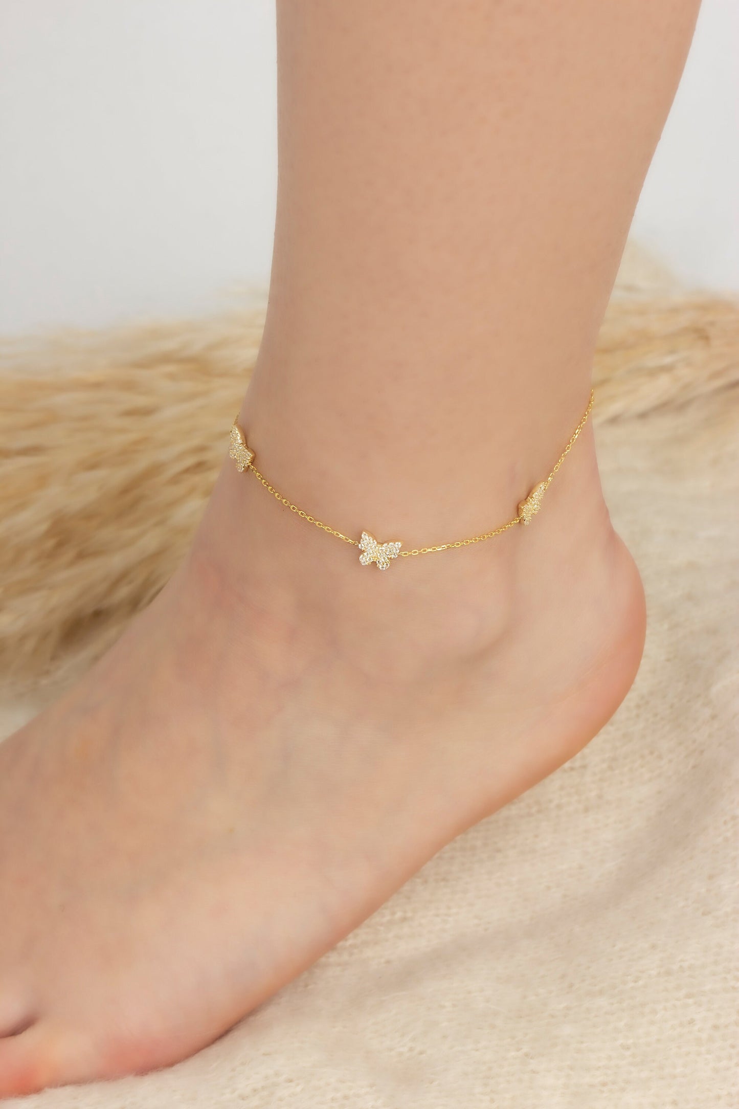 Cable Chain Butterfly Anklet