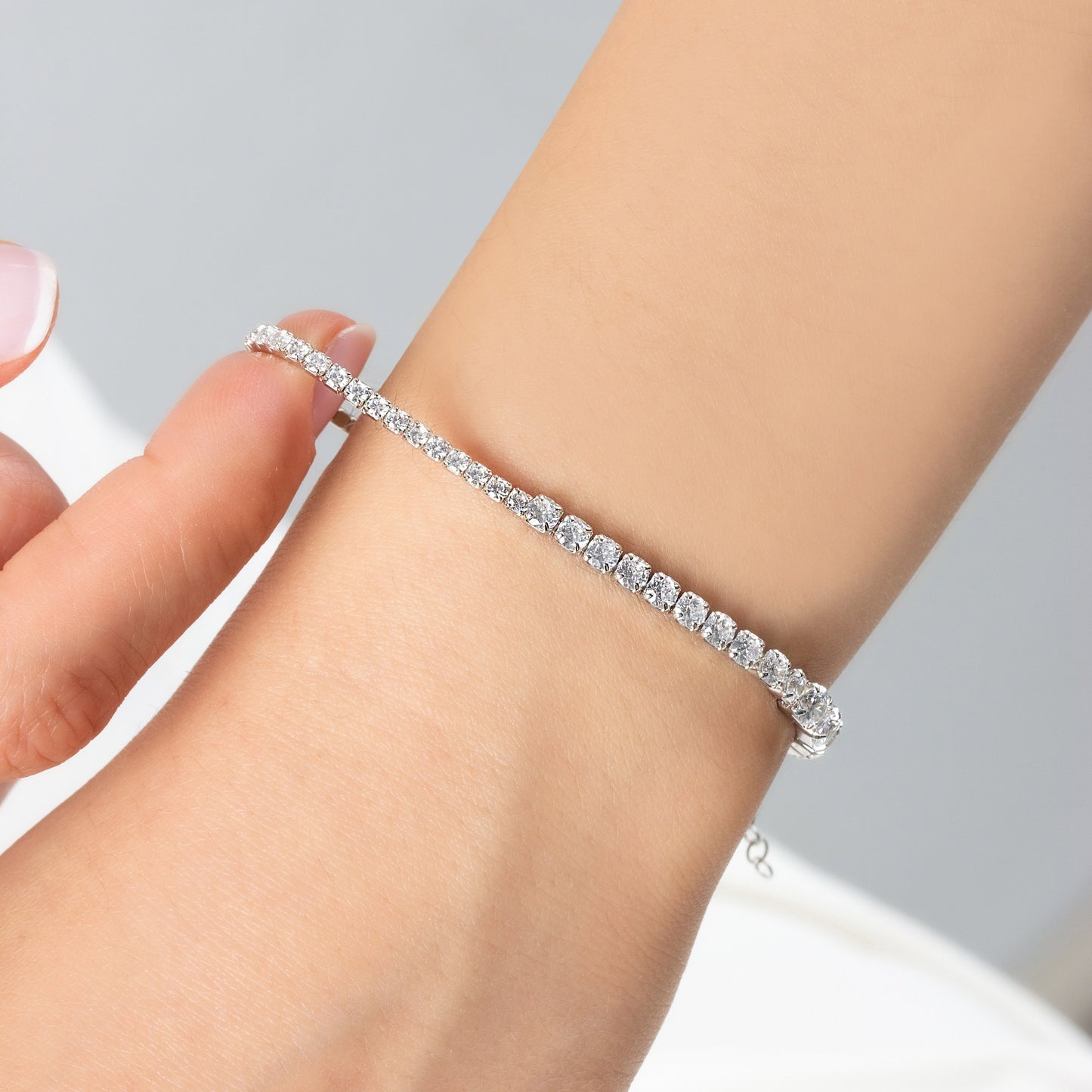 Sterling Silver CZ Tennis Bracelet, Multisize CZ Diamond Chain, Cubic Zirconia Tennis Bracelet, Bridal Jewelry, Elegant Gift For Women