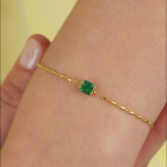 Minimalist Emerald CZ Bracelet