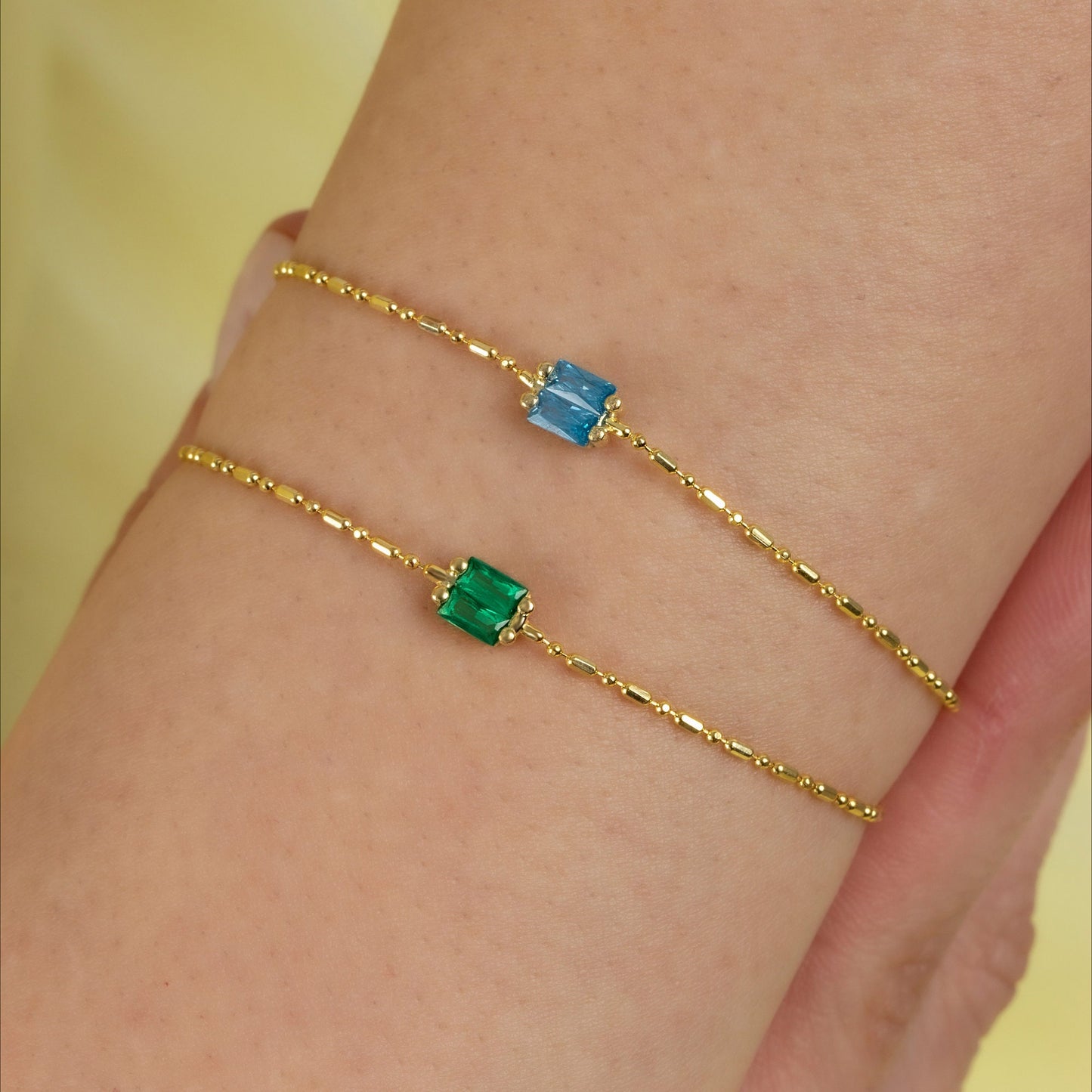 Minimalist Emerald CZ Bracelet