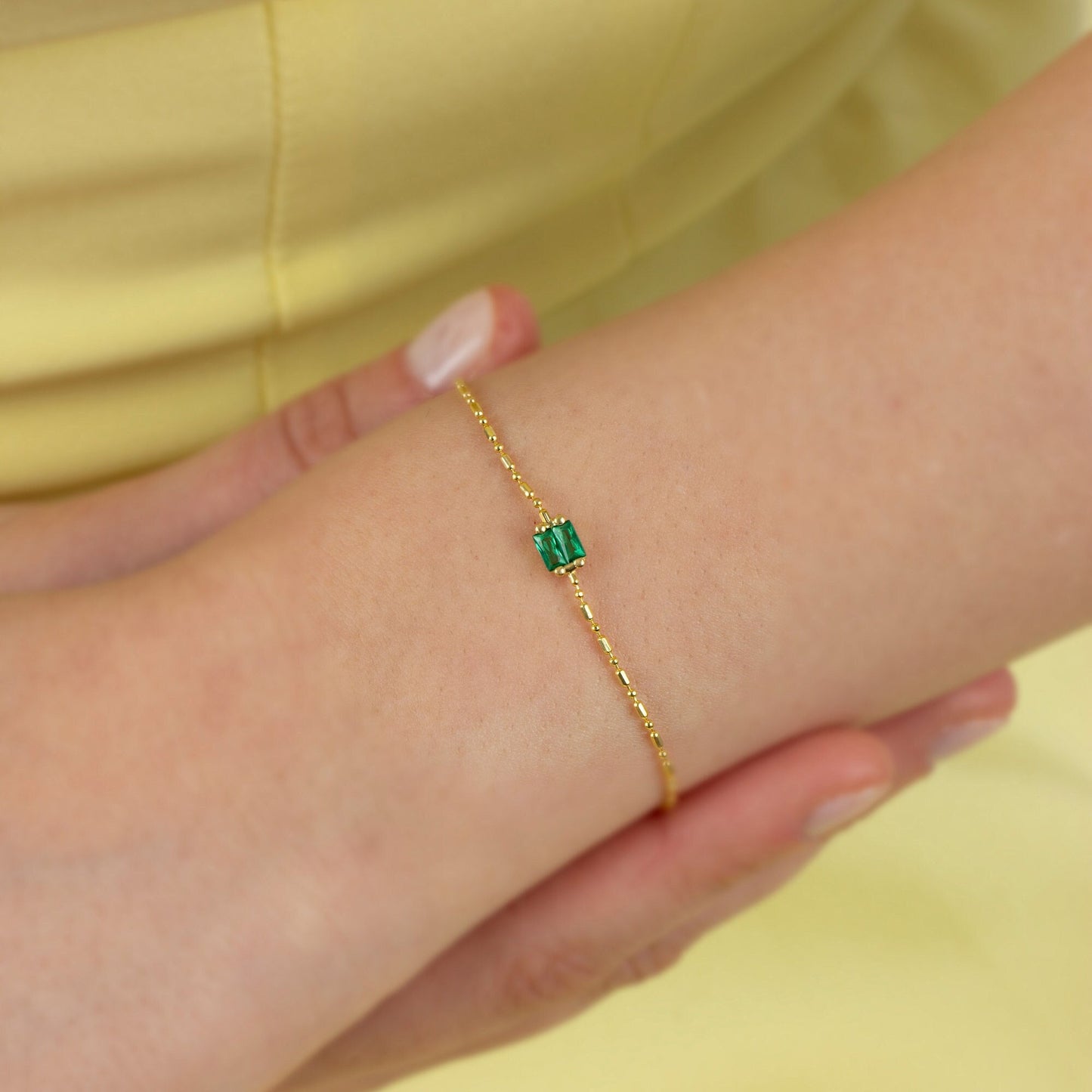 Minimalist Emerald CZ Bracelet