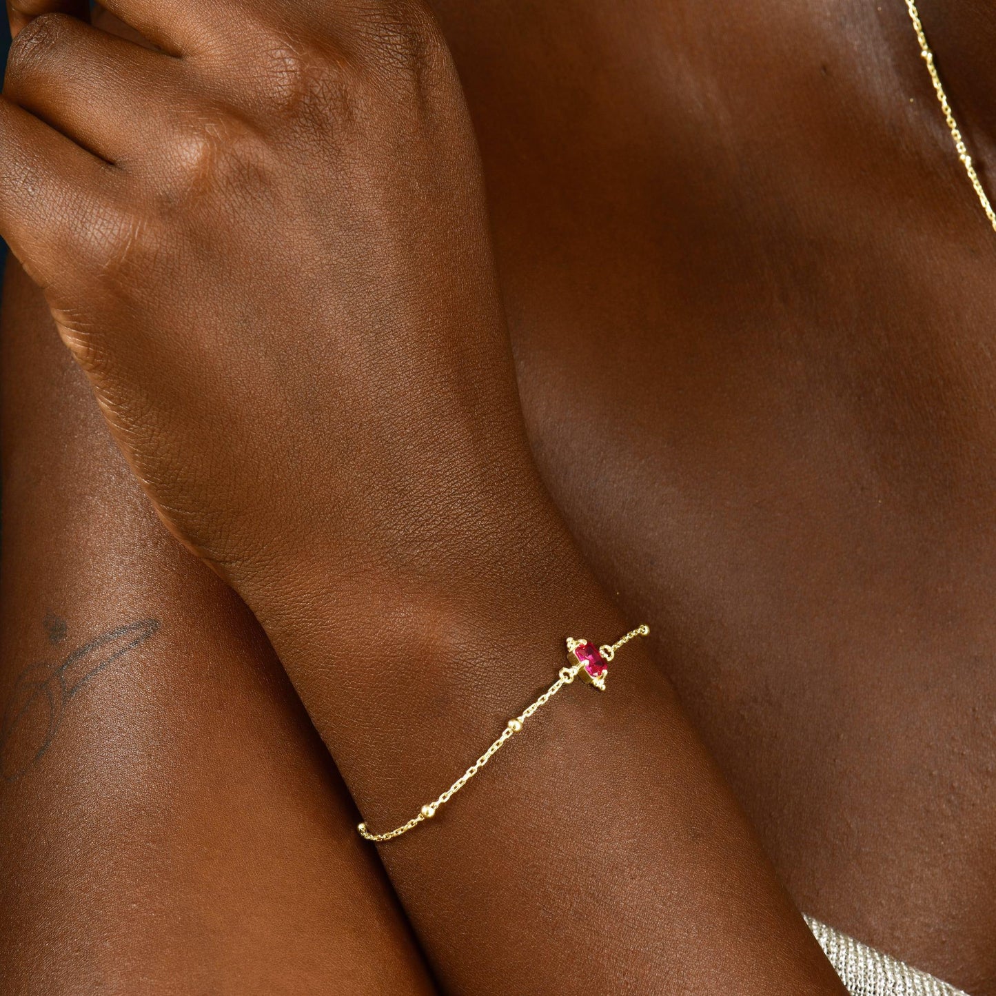 Minimalist Ruby Gemstone Bracelet