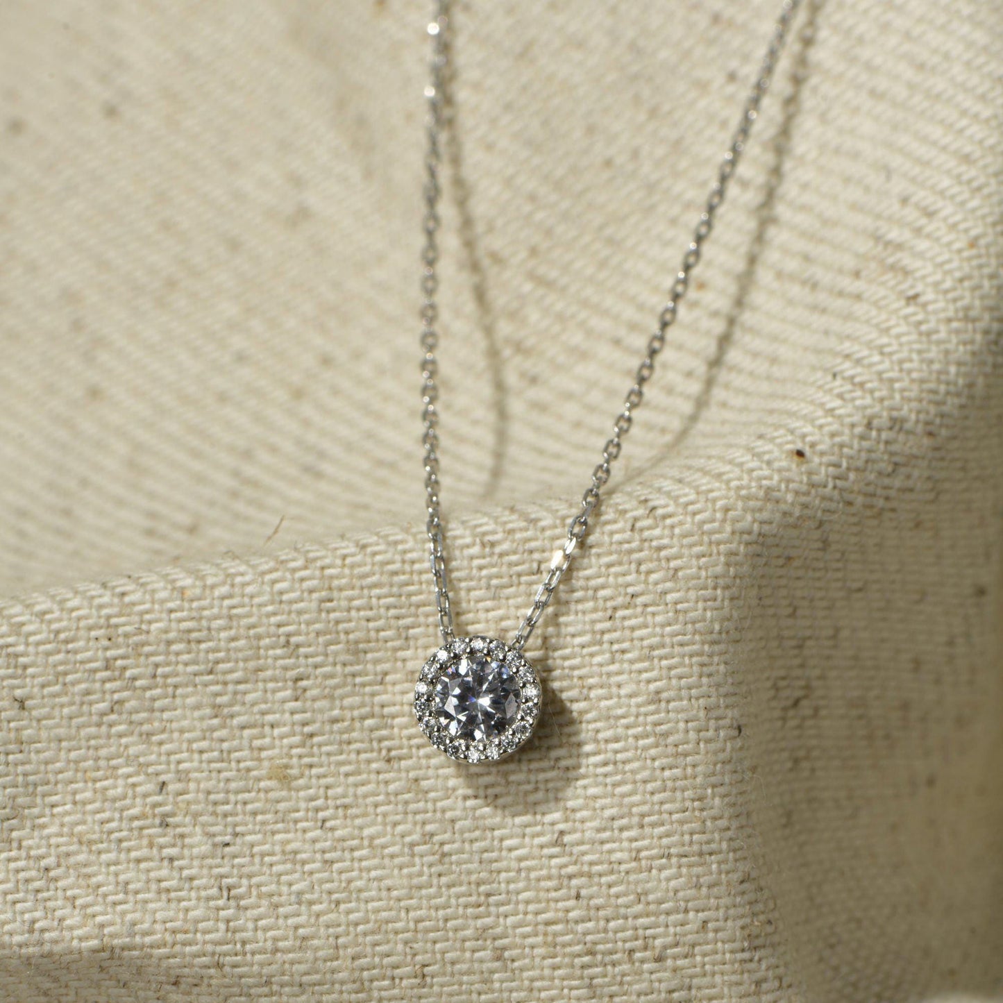 Halo CZ Diamond Necklace