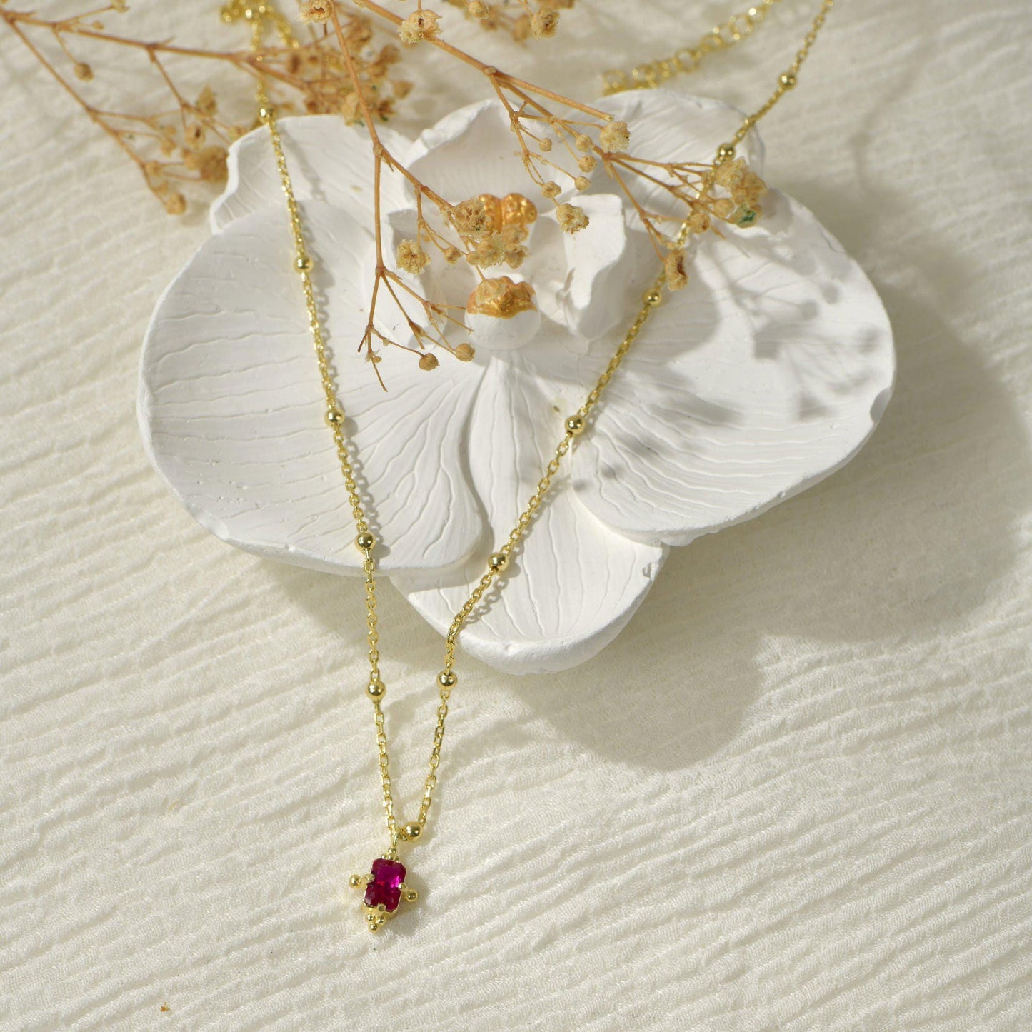 Minimalist Ruby Gemstone Necklace