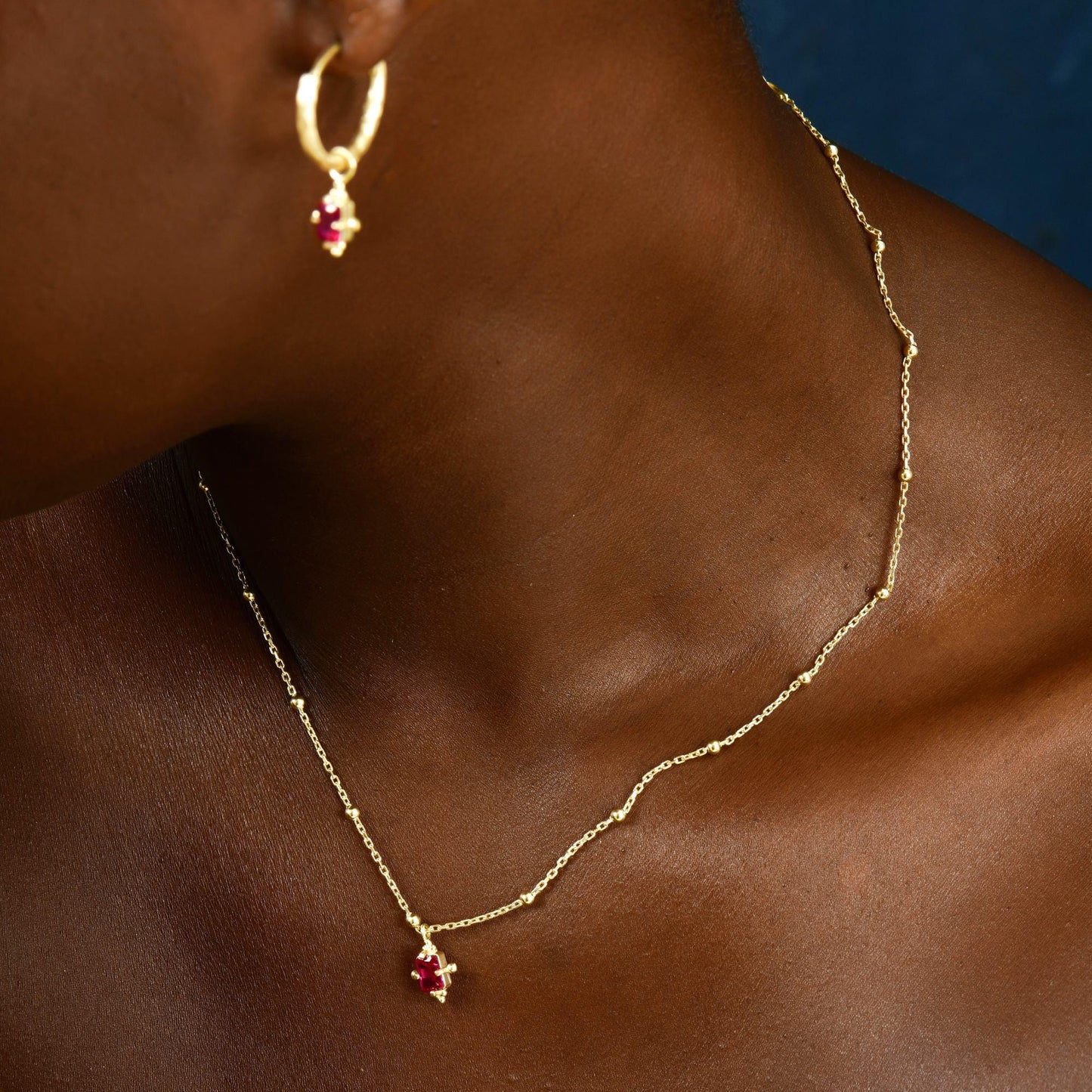 Dangling Ruby Gemstone Earrings