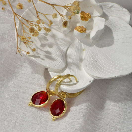 Dangling Ruby Gemstone Earrings