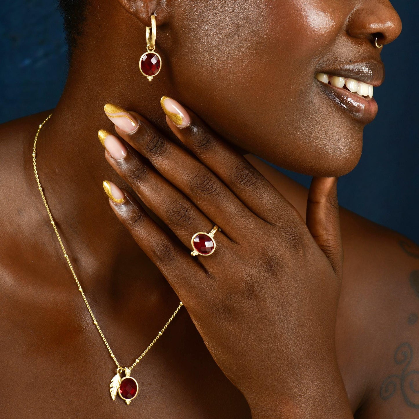 Dangling Ruby Gemstone Earrings