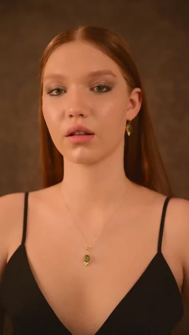 Gold Plated Silver Natural Labradorite Drop Earrings