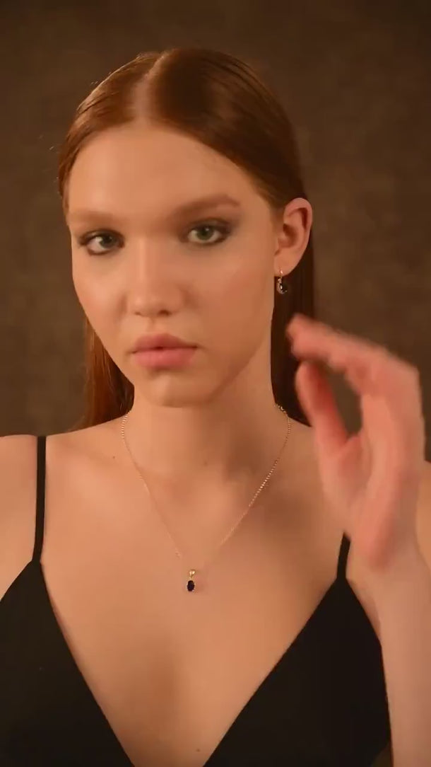 Silver Teardrop Sapphire Necklace September July Birthstone Pendant