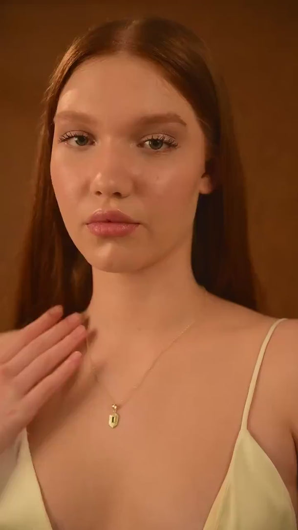 Minimalist Silver Baguette Emerald Necklace