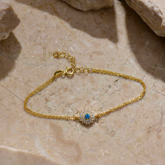 Aquamarine Flower Bracelet