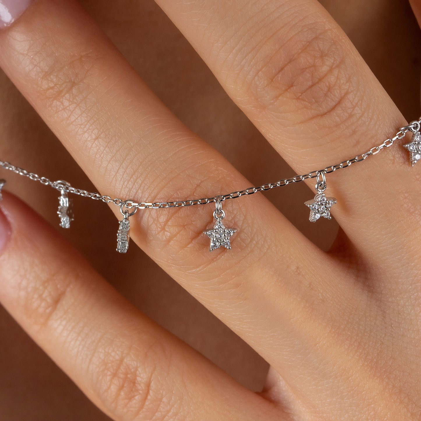 Dangling Diamond Stars Necklace