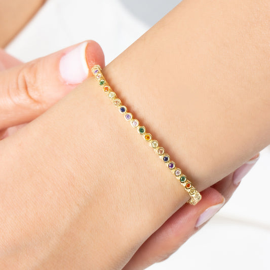 Bezel Set Rainbow Tennis Bracelet