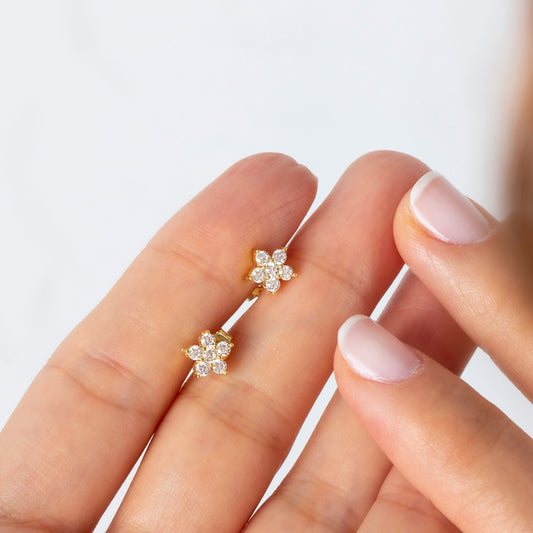 Diamond Flower Studs