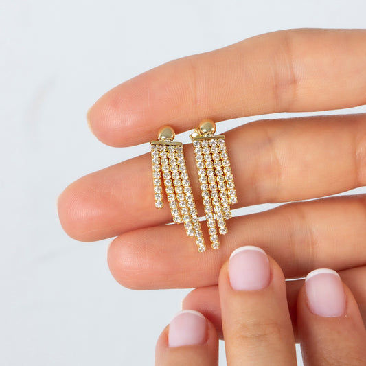 Falling Diamond Chain Earrings