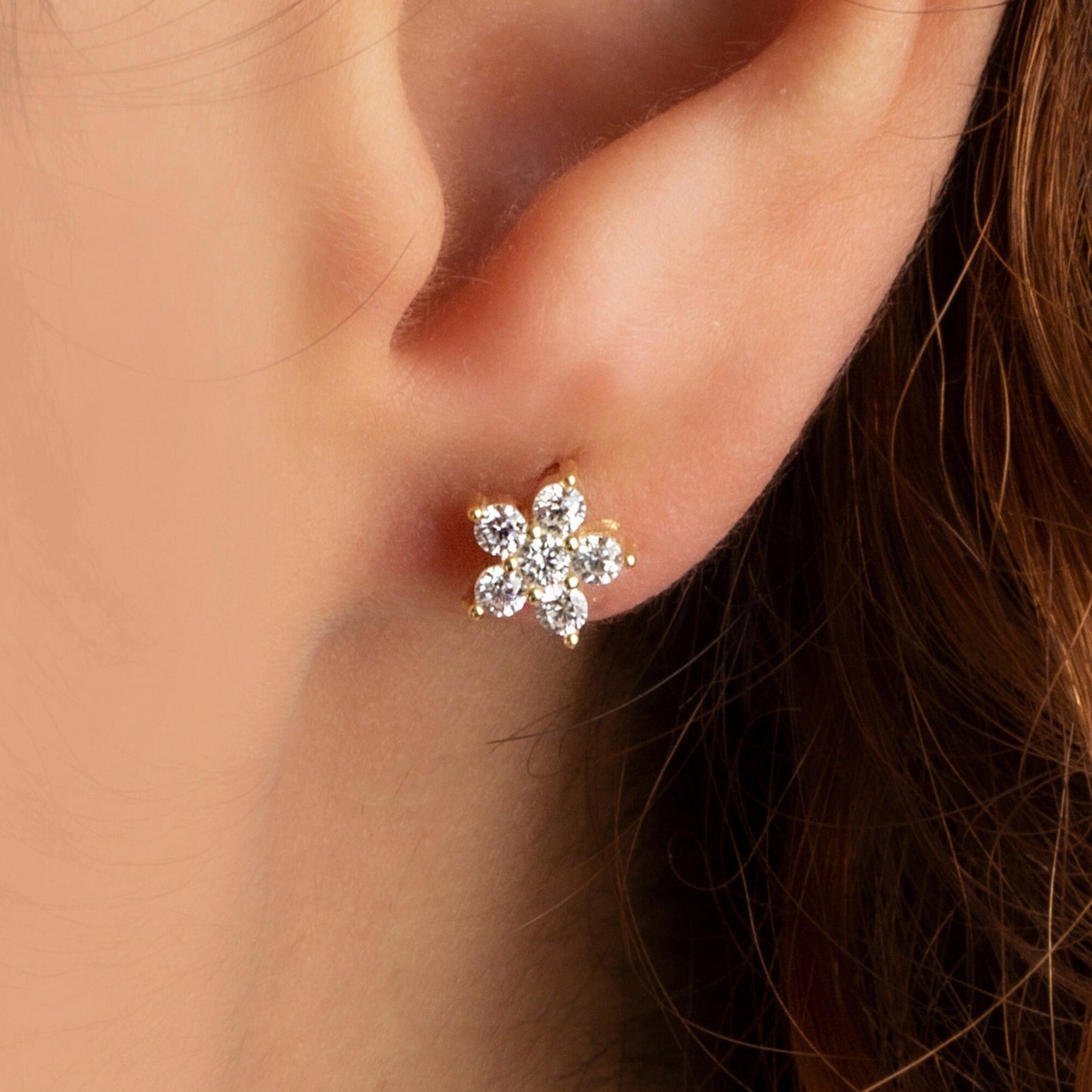 Diamond Flower Studs