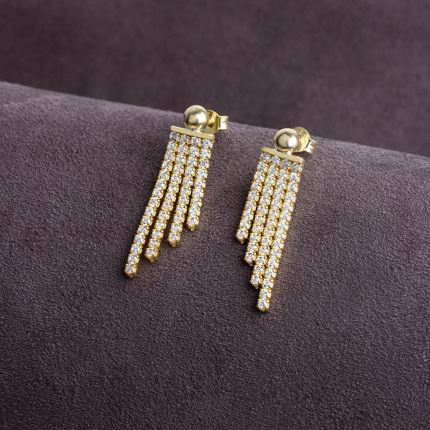 Falling Diamond Chain Earrings